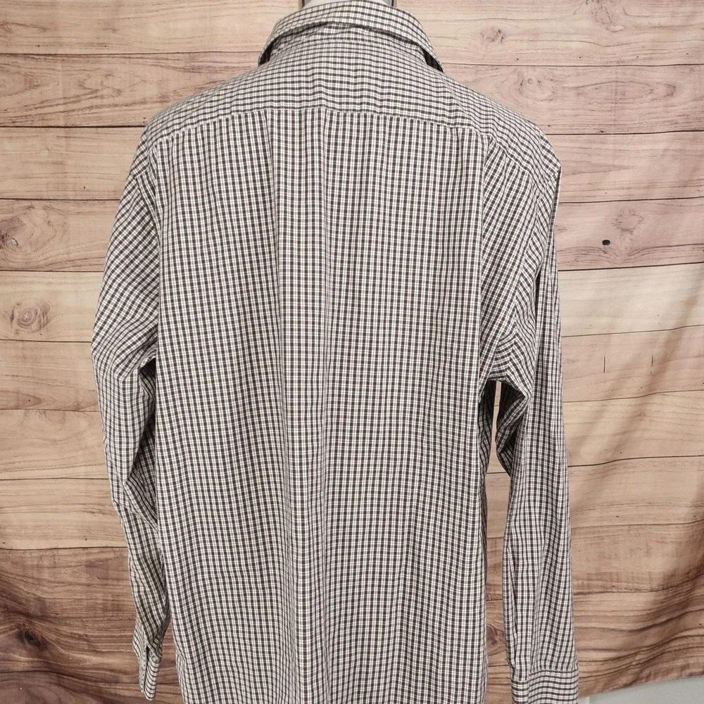 Croft & Barrow Shirt Mens 2XL Brown Check Long Sleeve Button-Up Easy Care Pocket